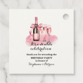 ピンクエレガントダブルお祝いジョイント誕生日 フェイバータグ (裏面)