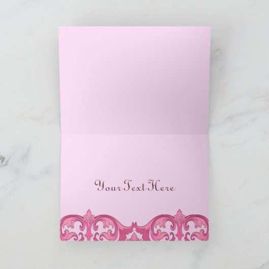 ピンクエレガントダマスクサンキューカード サンキューカード (内部)