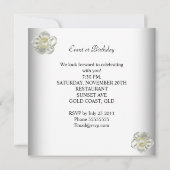 ピンクエレガントダマスクホワイトパール誕生日パーティー 招待状 (裏面)