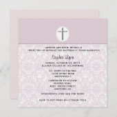 ピンクエレガントダマスク招待状 招待状 (正面/裏面)