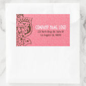 ピンクエレガントダマスブラウンヴィンテージレース 長方形シール (バッグ)