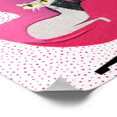 ピンクエレガントチェアドットの猫ダイヤモンドカラー ポスター (角)