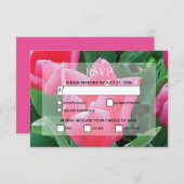 ピンクエレガントチューリップウェディングRSVPカード 出欠カード (正面/裏面)