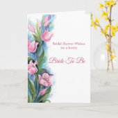 ピンクエレガントチューリップフローラブライダルシャワー カード (黄色い花)