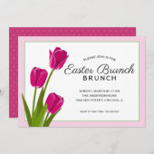 ピンクエレガントチューリップ |イースターブランチ 招待状 (正面/裏面)