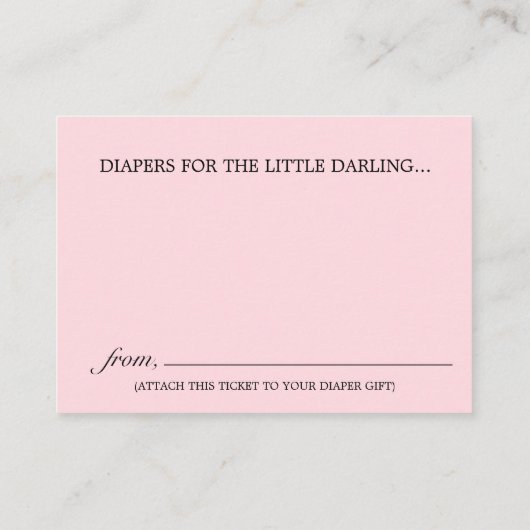 ピンクエレガントティファニーおむつラッフルベビーシャワー エンクロージャーカード (裏面)