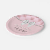 ピンクエレガントティファニーシック弓ベビーファンシーシャワー ペーパープレート (アングル)