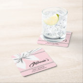 ピンクエレガントティファニーパールブギーベビーシャワー スクエアペーパーコースター (インサイチュ)