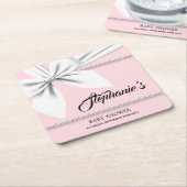 ピンクエレガントティファニーパールブギーベビーシャワー スクエアペーパーコースター (アングル)