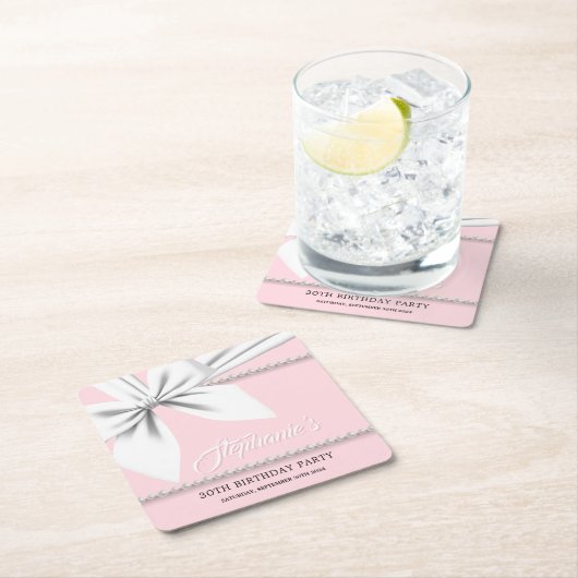 ピンクエレガントティファニー真珠ファンシーパーティー食器 スクエアペーパーコースター (インサイチュ)