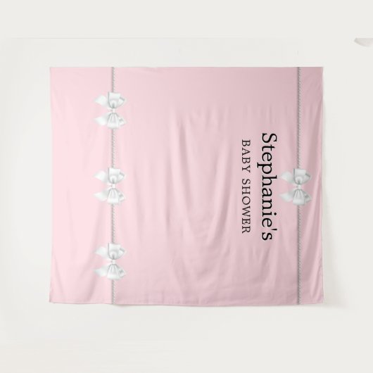 ピンクエレガントティファニー赤ちゃんシャワーサイン背景 タペストリー (正面(横))