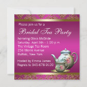 ピンクエレガントティーパーティーブライダルシャワー 招待状 (裏面)