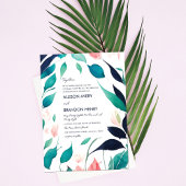 ピンクエレガントティール（緑がかった色）ブルー水離れ色結婚の 招待状