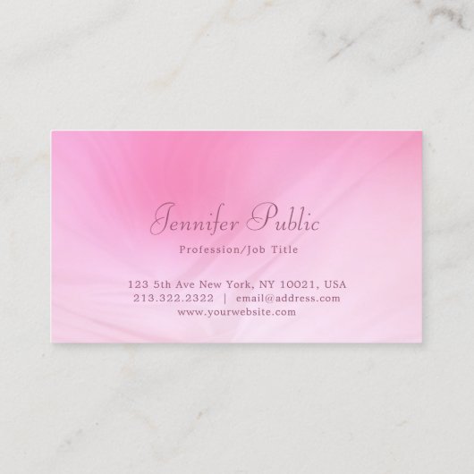 ピンクエレガントテンプレート手書き名モダン 名刺 (裏面)
