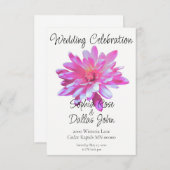 ピンクエレガントデイジーピンクフローラピンク花 招待状 (正面/裏面)