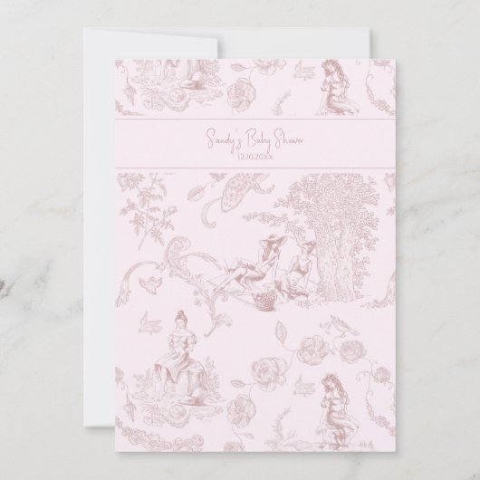 ピンクエレガントトイルジョイ赤ちゃんシャワー予約リクエスト サンキューカード (裏面)