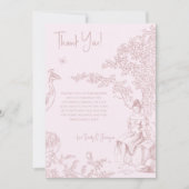 ピンクエレガントトイルジョイ赤ちゃんシャワー予約リクエスト サンキューカード (正面)