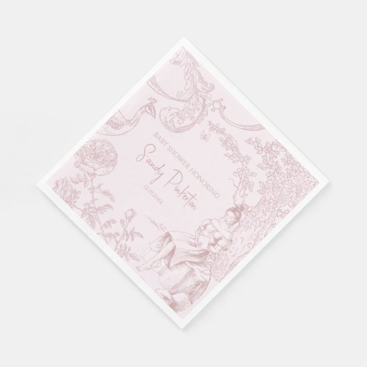 ピンクエレガントトイルジョイ赤ちゃんシャワー予約リクエスト スタンダードランチョンナプキン (角)