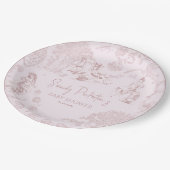 ピンクエレガントトイルドジュイピクニックベビーシャワー ペーパープレート (アングル)