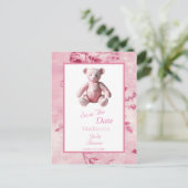 ピンクエレガントトイルベビーシャワーお祝い ポストカード (スタンド正面)