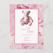 ピンクエレガントトイルベビーシャワーお祝い ポストカード (正面)