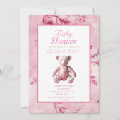 ピンクエレガントトイルベビーシャワーお祝い 招待状 (正面)