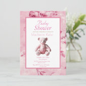 ピンクエレガントトイルベビーシャワーお祝い 招待状 (スタンド正面)