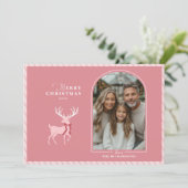 ピンクエレガントトナカイ写真クリスマスカード シーズンカード (スタンド正面)