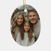 ピンクエレガントトナカイ家族のクリスマス セラミックオーナメント (裏面)