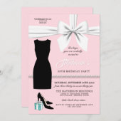 ピンクエレガントトレンディーティファニー誕生日招待状 招待状 (正面/裏面)