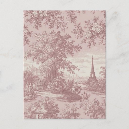 ピンクエレガントトワールデジュイフランスのカントリーシーン ポストカード (正面)