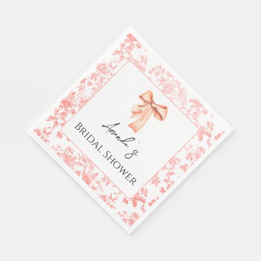 ピンクエレガントトワールフローラブライダルシャワーブランチ スタンダードランチョンナプキン (角)