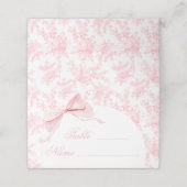 ピンクエレガントトワールフローラボウテーブル番号テント プレイスカード (外部開封)