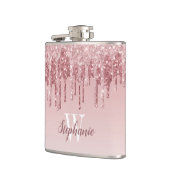 ピンクエレガントドリップグリッターモノグラフェイクム フラスク (左)