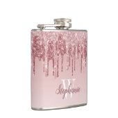 ピンクエレガントドリップグリッターモノグラフェイクム フラスク (右)