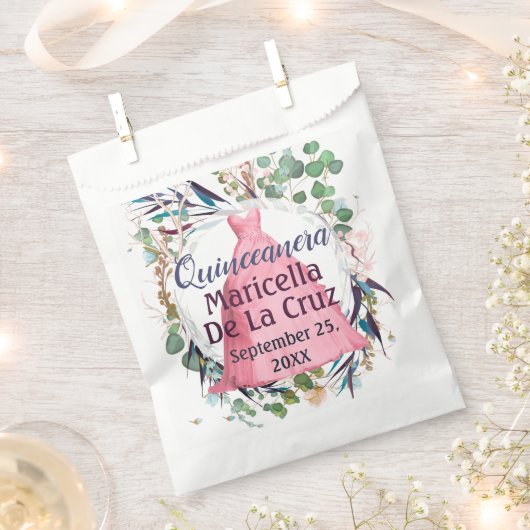 ピンクエレガントドレスデザインキンセアニェラ フェイバーバッグ (クリップ留めされた状態)