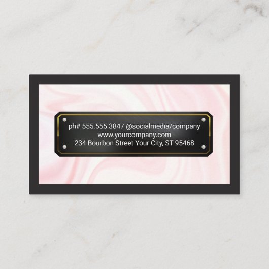 ピンクエレガントドレープ |ブラック金ゴールドプレート 名刺 (裏面)