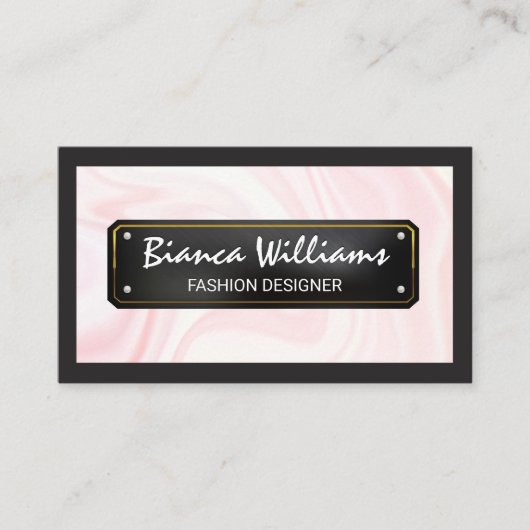 ピンクエレガントドレープ |ブラック金ゴールドプレート 名刺 (正面)