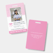 ピンクエレガントナース写真バッジ バッジ (正面＆裏面)