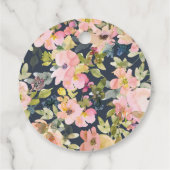 ピンクエレガントネイビーフローラ結婚のカスタム フェイバータグ (裏面)