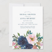 ピンクエレガントネイビーブルーフローラブライダルシャワー (正面)