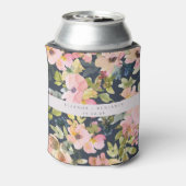 ピンクエレガントネイビー水色フローラカスタムウェディング 缶クーラー (缶裏面)