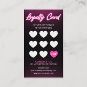 ピンクエレガントネオンヘアサロン写真の報酬 ロイヤリティカード (裏面)