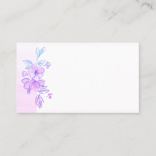 ピンクエレガントハイビスカスの花の水色 名刺 (裏面)
