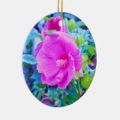 ピンクエレガントハイビスカスフラワーウィズアクア セラミックオーナメント (右)