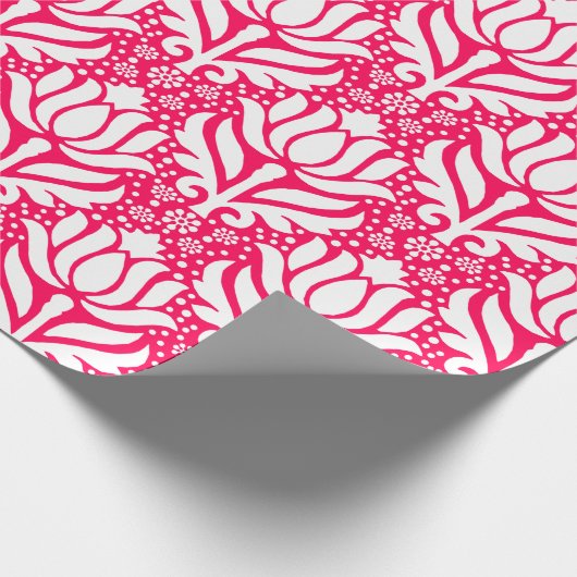 ピンクエレガントハスの花のダマスク模様  ラッピングペーパー (角)