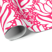 ピンクエレガントハスの花のダマスク模様  ラッピングペーパー (ロールコーナー)