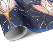 ピンクエレガントハスフェイクステンドグラス模様 ラッピングペーパー (ロールコーナー)