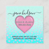 ピンクエレガントハートと斑点デザイン スクエア名刺 (裏面)