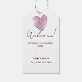 ピンクエレガントハートシミニマルャイ結婚の歓迎 ギフトタグ (正面)